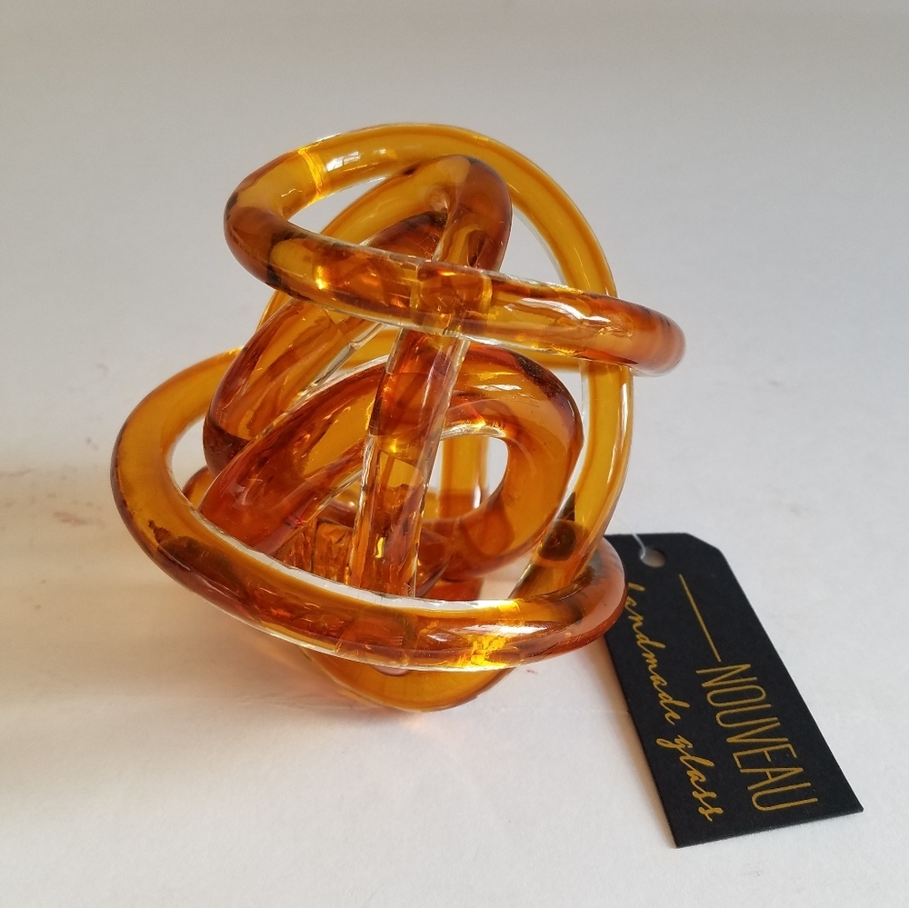 NWT Handmade Glass Knot Orbit Round Ball by Nouveau  Amber